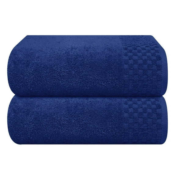 GLAMBURG 100% Premium Cotton 2 Pack Oversized Bath Towel Set 28x55 inches, Large Bath Towels, Ultra Absorbant Compact Quickdry & Lightweight Towel, Ideal for Gym Travel Camp Pool - Navy Blue