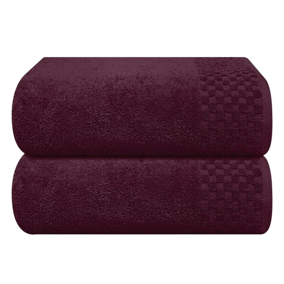 GLAMBURG 100% Premium Cotton 2 Pack Oversized Bath Towel Set 28x55 inches, Large Bath Towels, Ultra Absorbant Compact Quickdry & Lightweight Towel, Ideal for Gym Travel Camp Pool - Burgundy