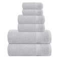thumbnail image 1 of GLAMBURG 6 Piece Towel Set, 100% Combed Cotton - 2 Bath Towels, 2 Hand Towels, 2 Wash Cloths - 500 GSM Luxury Hotel Quality Ultra Soft Highly Absorbent Towel Set for Bathroom - Light Grey, 1 of 5