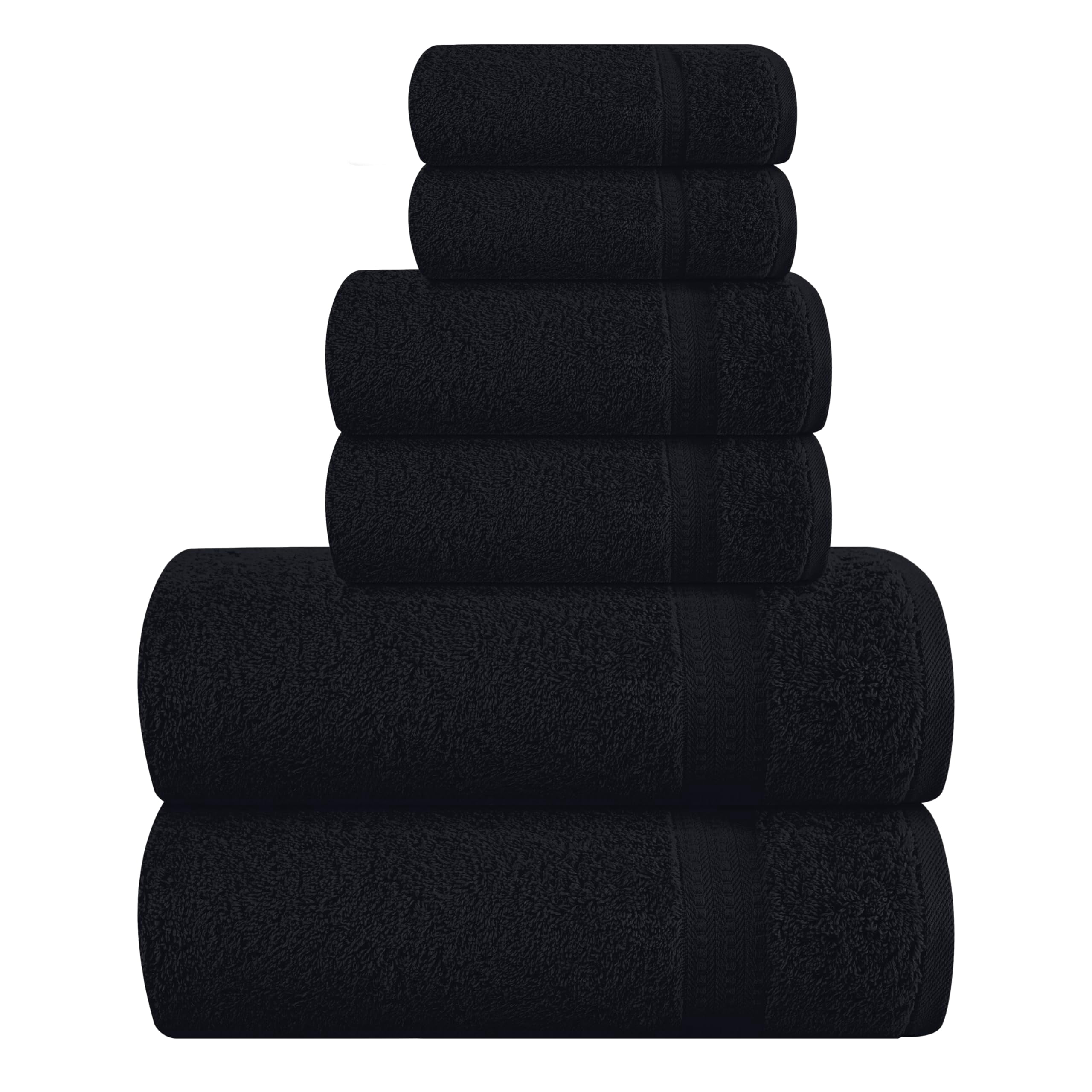 GLAMBURG 6 Piece Towel Set, 100% Combed Cotton - 2 Bath Towels, 2 Hand Towels, 2 Wash Cloths - 500 GSM Luxury Hotel Quality Ultra Soft Highly Absorbent Towel Set for Bathroom - Black - Walmart.com