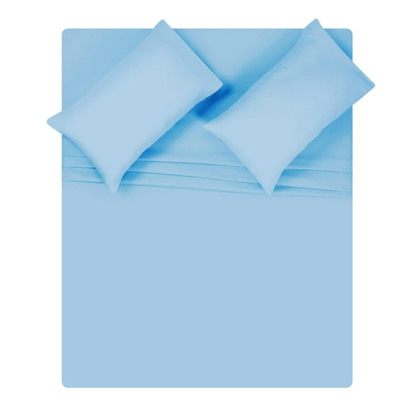 GLAMBURG California King Sheet Sets - Double Brushed Microfiber Bedding Sets, 4 Piece Deep Pocket Bed Sheets Sets - Ultra Soft, Wrinkle Free, Quick Dry, Easy Care California King Sheets - Sky Blue
