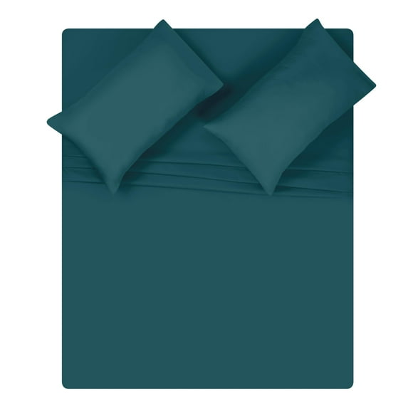 GLAMBURG King Sheet Set - Double Brushed Microfiber Bedding Sets King, 4 Piece Deep Pocket King Size Bedding Sets - Ultra Soft, Easy-Fit, Wrinkle Free, Quick Dry, Easy Care King Sheets - Teal