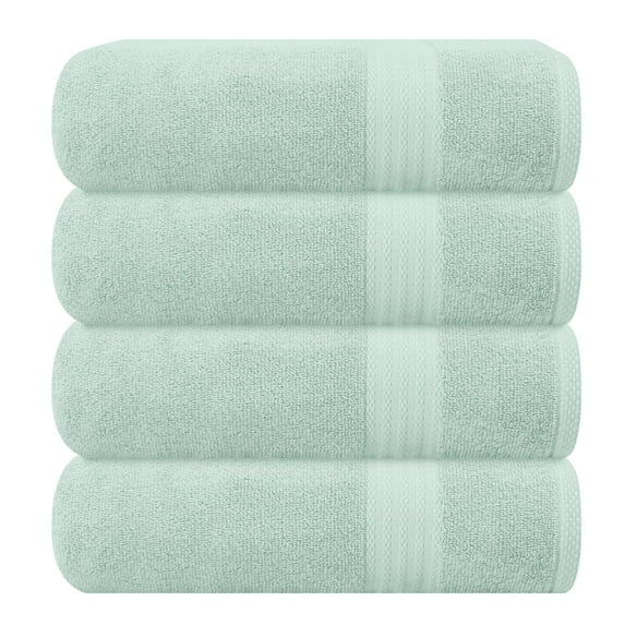 GLAMBURG Premium Cotton 4 Pack Bath Towel Set - 100% Pure Cotton - 4 Bath Towels 27x54 - Ideal for Everyday use - Ultra Soft & Highly Absorbent - Sea Green