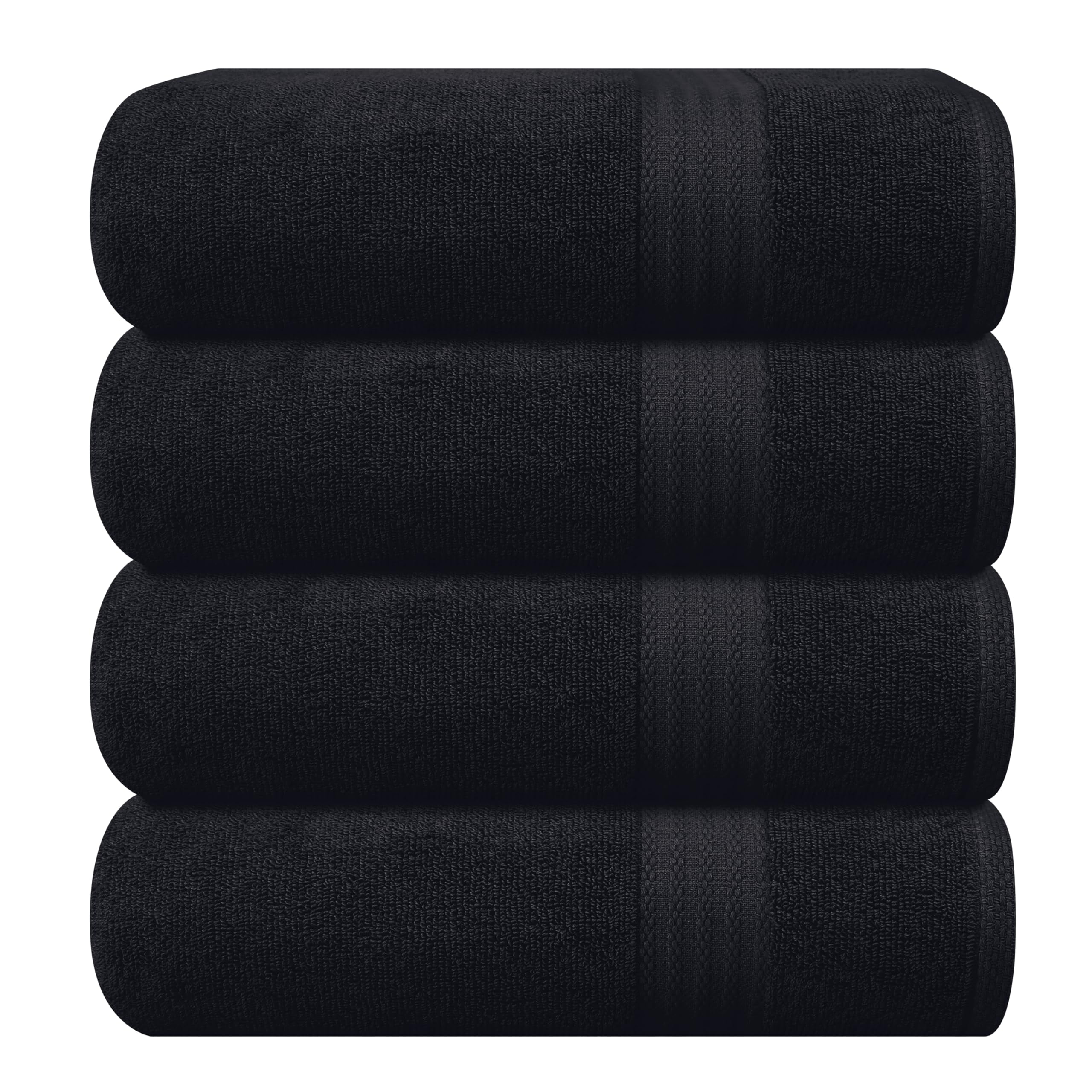 GLAMBURG Premium Cotton 4 Pack Bath Towel Set - 100% Pure Cotton - 4 Bath Towels 27x54 - Ideal for Everyday use - Ultra Soft & Highly Absorbent - Black - Walmart.com