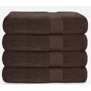 GLAMBURG Premium Cotton 4 Pack Bath Towel Set - 100% Pure Cotton - 4 Bath Towels 27x54 - Ideal for Everyday use - Ultra Soft & Highly Absorbent - Chocolate Brown