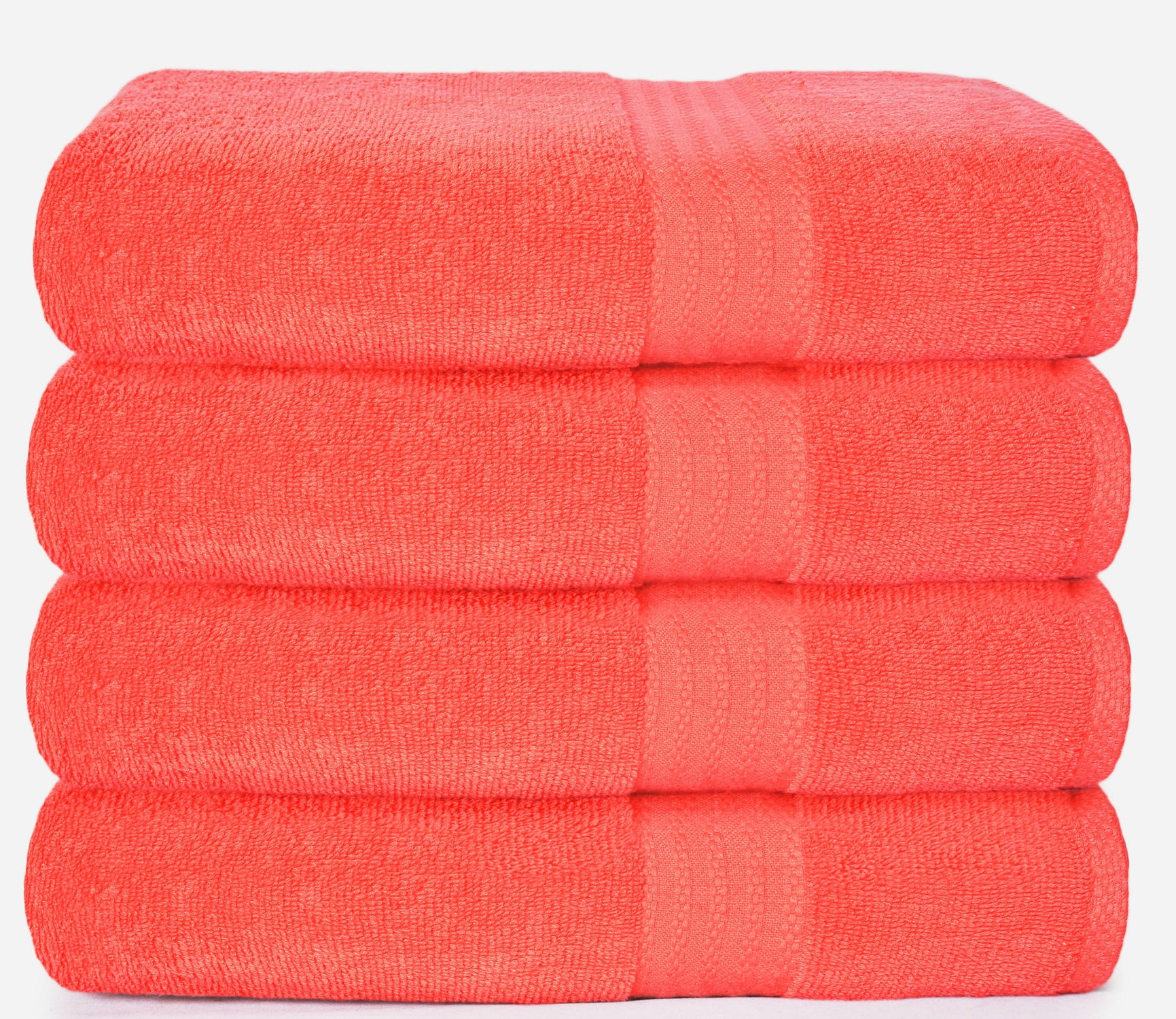 YiYan1 Orange 4 Piece XL Extra Large Bath Towels Set, 30 x 60