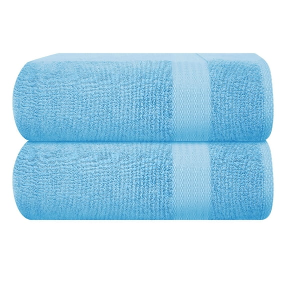 GLAMBURG Premium Cotton Oversized 2 Pack Bath Sheet 35x70 - 100% Pure Cotton - Ideal for Everyday use - Ultra Soft & Highly Absorbent - Machine Washable - Sky Blue