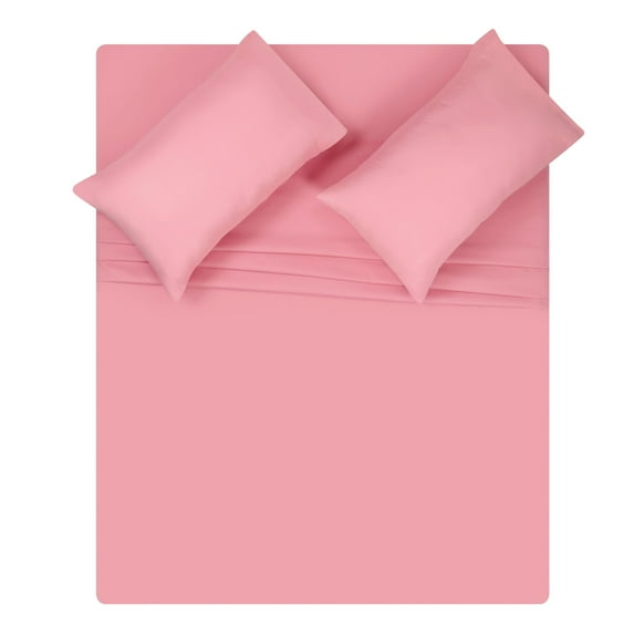 GLAMBURG Queen Sheet Set - Double Brushed Microfiber Bedding Set Queen, 4 Piece Deep Pocket Queen Sheet - Ultra Soft, Easy-Fit, Wrinkle Free, Quick Dry, Easy Care Queen Sheets - Rose