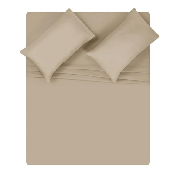GLAMBURG Queen Sheet Set - Double Brushed Microfiber Bedding Set Queen, 4 Piece Deep Pocket Queen Sheet - Ultra Soft, Easy-Fit, Wrinkle Free, Quick Dry, Easy Care Queen Sheets - Taupe