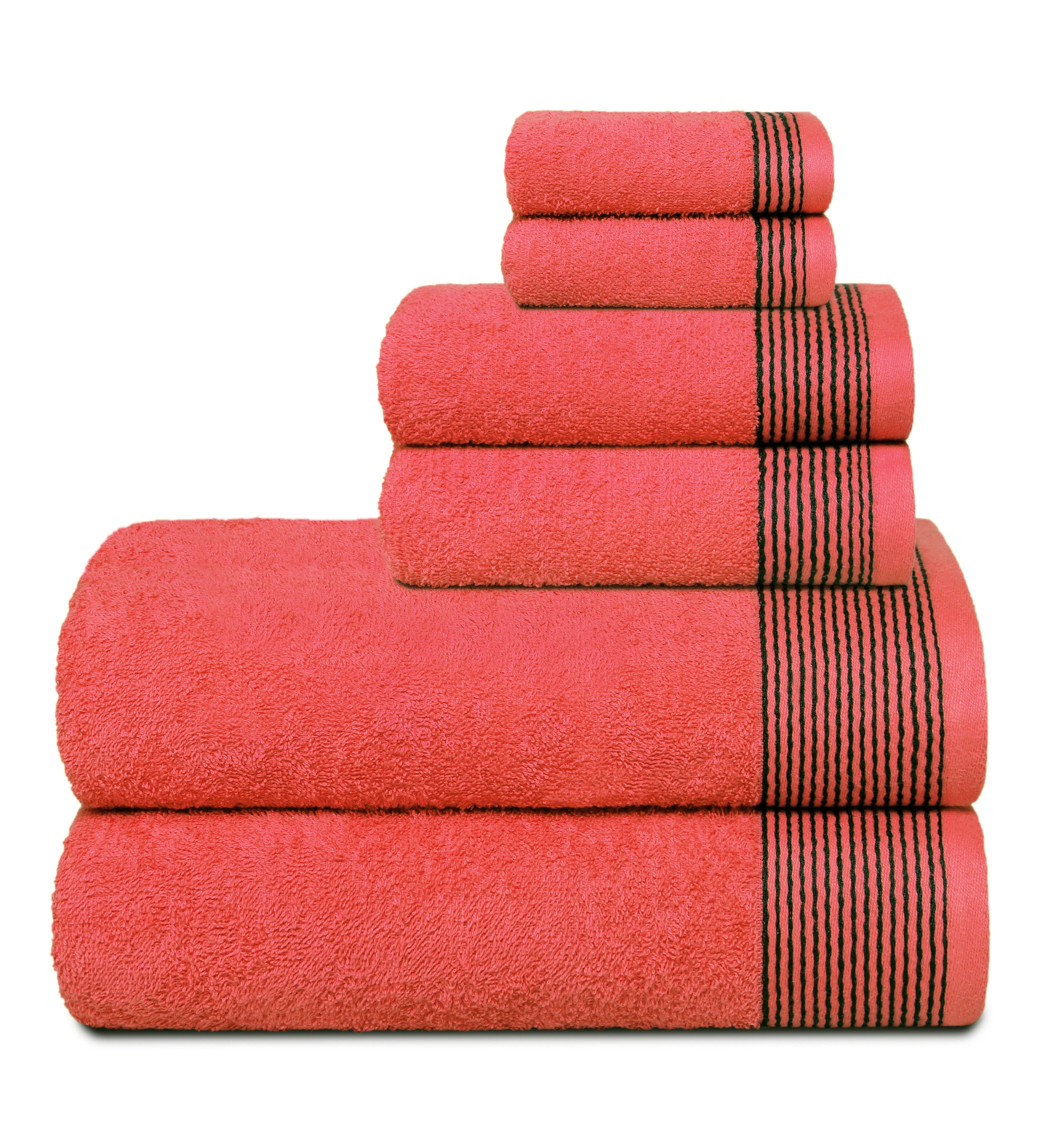 GLAMBURG Ultra Soft 6 Pack Cotton Towel Set, Contain 2 Bath Towels 28x55  inches, 2 Hand Towels 16x24 inches & 2 Wash Coths 12x12 inches, Compact  Lightweight Quickdry Towel Set for Everyday