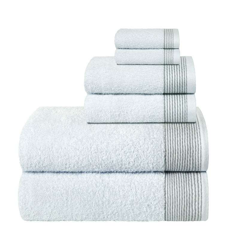GLAMBURG Ultra Soft 6 Pack Cotton Towel Set, Contain 2 Bath Towels 28x55  inches, 2 Hand Towels 16x24 inches & 2 Wash Coths 12x12 inches, Compact