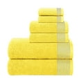 thumbnail image 1 of GLAMBURG Ultra Soft 6 Pack Cotton Towel Set, Contains 2 Bath Towels 28x55 inch, 2 Hand Towels 16x24 inch & 2 Wash Coths 12x12 inch, Compact Lightweight Quickdry Towel Set for Everyday use-Lime Yellow, 1 of 8