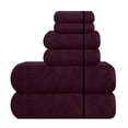 thumbnail image 1 of GLAMBURG Ultra Soft 6 Pack Cotton Towel Set, Contains 2 Bath Towels 28x55 inch, 2 Hand Towels 16x24 inch & 2 Wash Coths 12x12 inch, Ideal for Everyday use, Compact & Lightweight - Burgundy, 1 of 5
