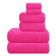 thumbnail image 1 of GLAMBURG Ultra Soft 6 Pack Cotton Towel Set, Contains 2 Bath Towels 28x55 inch, 2 Hand Towels 16x24 inch & 2 Wash Coths 12x12 inch, Ideal Everyday use, Compact & Lightweight - Hot Pink, 1 of 5