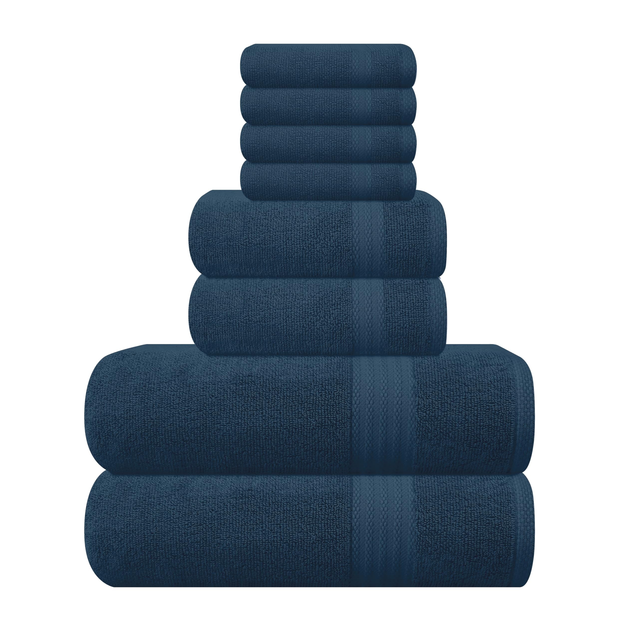 Oversized Mineral Blue Cotton 8-Piece Towel Set