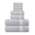 thumbnail image 1 of GLAMBURG Ultra Soft 8 Piece Towel Set - 100% Pure Ring Spun Cotton, Contains 2 Oversized Bath Towels 27x54, 2 Hand Towels 16x28, 4 Wash Cloths 13x13 - Ideal for Everyday use, Hotel & Spa - Light Grey, 1 of 7