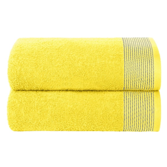 GLAMBURG Ultra Soft Oversized 2 Pack Bath Towel Set 28x55 inches, 100% Cotton Large Bath Towels, Highly Absorbant Compact Quickdry & Lightweight Towel, Ideal for Gym Travel Camp Pool - Lime Yellow