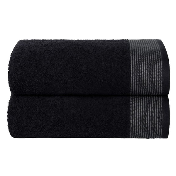 GLAMBURG Ultra Soft Oversized 2 Pack Bath Towel Set 28x55 inches, 100% Cotton Large Bath Towels, Highly Absorbant Compact Quickdry & Lightweight Towel, Ideal for Gym Travel Camp Pool - Black