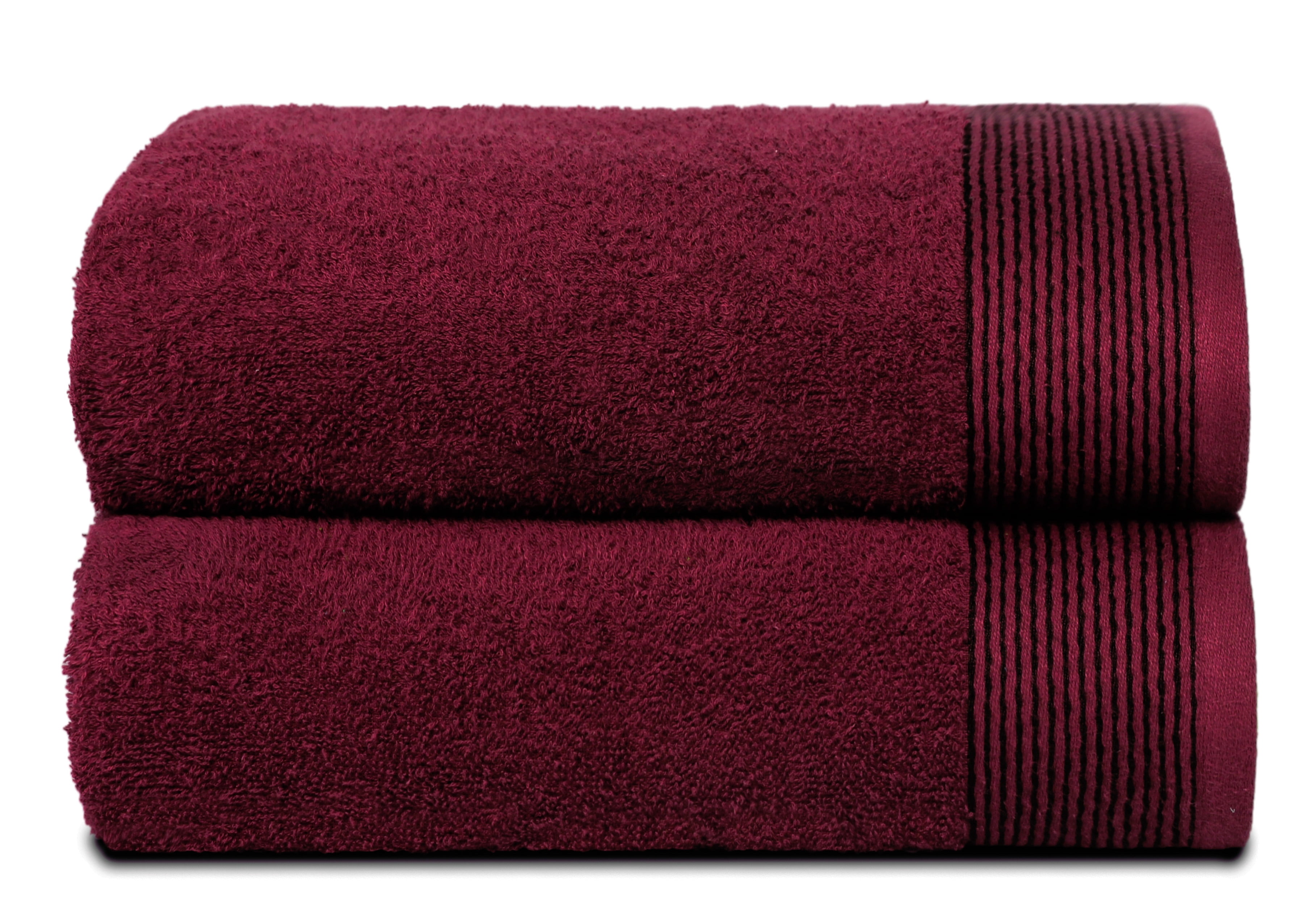 GLAMBURG Ultra Soft Oversized 2 Pack Bath Towel Set 28x55 inches, 100% Cotton Large Bath Towels, Highly Absorbant Compact Quickdry & Lightweight Towel, Ideal for Gym Travel Camp Pool - Burgundy