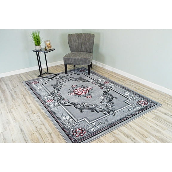 Glamour Thick Plush Oriental Area Rug Traditional Carpet Floral Medallion Design-206 (3'9"x5'3",Espresso)