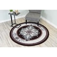 thumbnail image 1 of GLAMOUR 3D Hand Carved Traditional Rug Oriental Floral 7'9''x7'9'' Round Burgundy Grey, 1 of 10