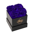 thumbnail image 1 of GLAMOUR BOUTIQUE Preserved Roses in a Box - Valentines Day Gifts for Her & Mom, 4 Roses Flowers Decor for Birthday Gift, Cased in A Square Gift Box with Lid, 4” x4” x5 - Blue, 1 of 5