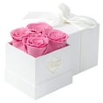thumbnail image 1 of GLAMOUR BOUTIQUE Preserved Roses in a Box - Valentines Day Gifts for Her & Mom, 4 Roses Flowers Decor for Birthday Gift, Cased in A Square Gift Box with Lid, 4” x4” x5 - Pink, 1 of 5
