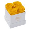 thumbnail image 1 of GLAMOUR BOUTIQUE Preserved Roses in a Box - Valentines Day Gifts for Her & Mom, 4 Roses Flowers Decor for Birthday Gift, Cased in A Square Gift Box with Lid, 4” x4” x5 - Yellow, 1 of 5