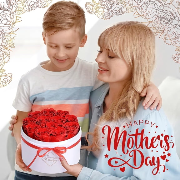 GLAMOUR BOUTIQUE Preserved Roses Gift Box, 12 Real Red Roses in Velvet Heart Box for Her Mom Wife Birthday Anniversary