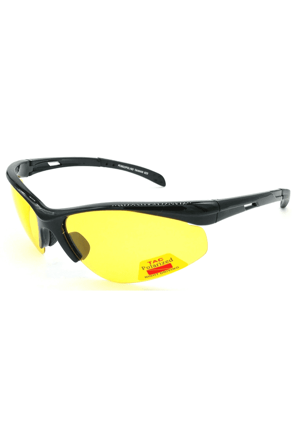 Unisex Black Night Driving Over-the-Glasses Polarized Yellow Lens