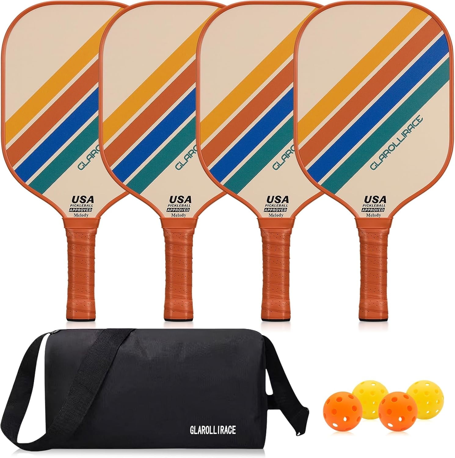 Pickle Racket Sport GLAROLLIRACE Pickleball Paddles Set of 4, 4 Fiberglass Pickleball ...