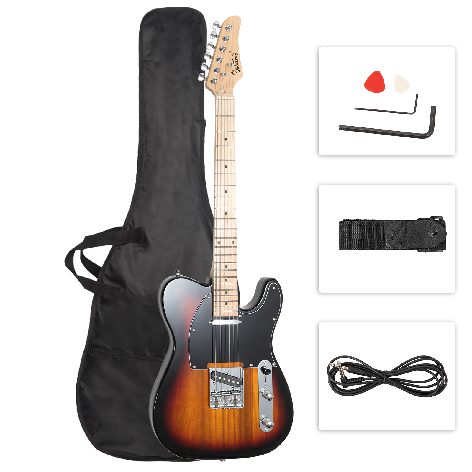 Glarry 39 Gtl Electric Guitar Solid Body Maple With Bag Beginner Sunset