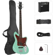 GLARRY 4 String Electric Bass Guitar Beginner Kit w/20w Amp, Red Pearl Guard Full Size Bass with Digital Tuner,Amp Cable, Strap, Bag and AccessoriesMint Green