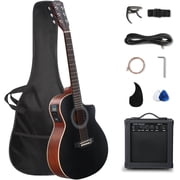 GLARRY 41in Full Size Acoustic Electric Guitar Beginner Kit with 15W Amp, 5-band EQ Dreadnought Design 6 Strings Electric Acoustic Guitar with Bag, Strap, Picks, Strings, Wrench Black