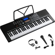 GLARRY 61 Key Portable Electronic Keyboard Piano, LCD Screen, 3 Teaching Modes, Built in Speakers, Microphone Headphones & Power Supply