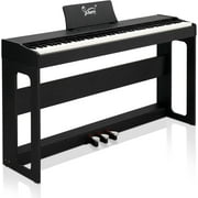 GLARRY Digital Piano 88-Key Home Full Weighted Hammer Heavy Action Digital Piano for All Experience Levels, Beginer, Portable Electric Keyboards Piano, Triple Pedals (Black)