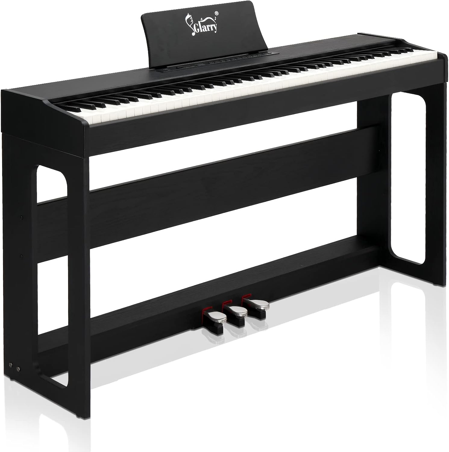 Piano digital GLARRY de 88 teclas para el hogar, acción de martillo pesado con teclas contrapesadas, para todos los niveles de experiencia, principiantes, teclados eléctricos portátiles, triple pedal (negro)