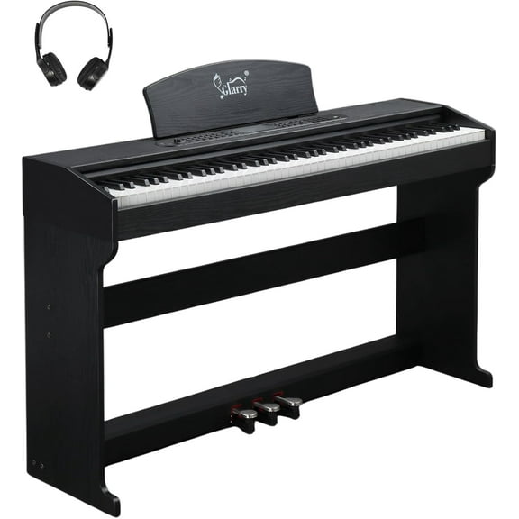 GLARRY Digital Piano 88 Keys Heavy Hammer Keyboard, with LCD Display and Headphone, Triple Pedals, Beginner Friendly, Supports MIDI Connect, Classic Upright Design (Matte Black)