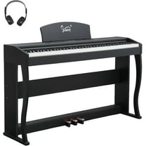GLARRY Digital Piano 88 Keys Heavy Hammer Keyboard, with LCD Display and Headphone, Triple Pedals, Beginner Friendly, Supports MIDI Connect, Classic Upright Design (Matte Black)