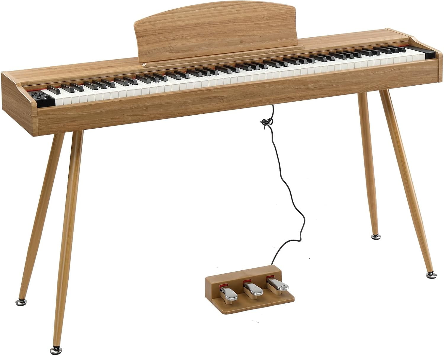 GLARRY Digital Piano Keyboard, 88 keys Full Weighted Electric Piano, Heavy Hammer Action Keyboard with 3 Pedals for Beginner, Bluetooth, Power Supply, 2 Speakers (Burlywood)