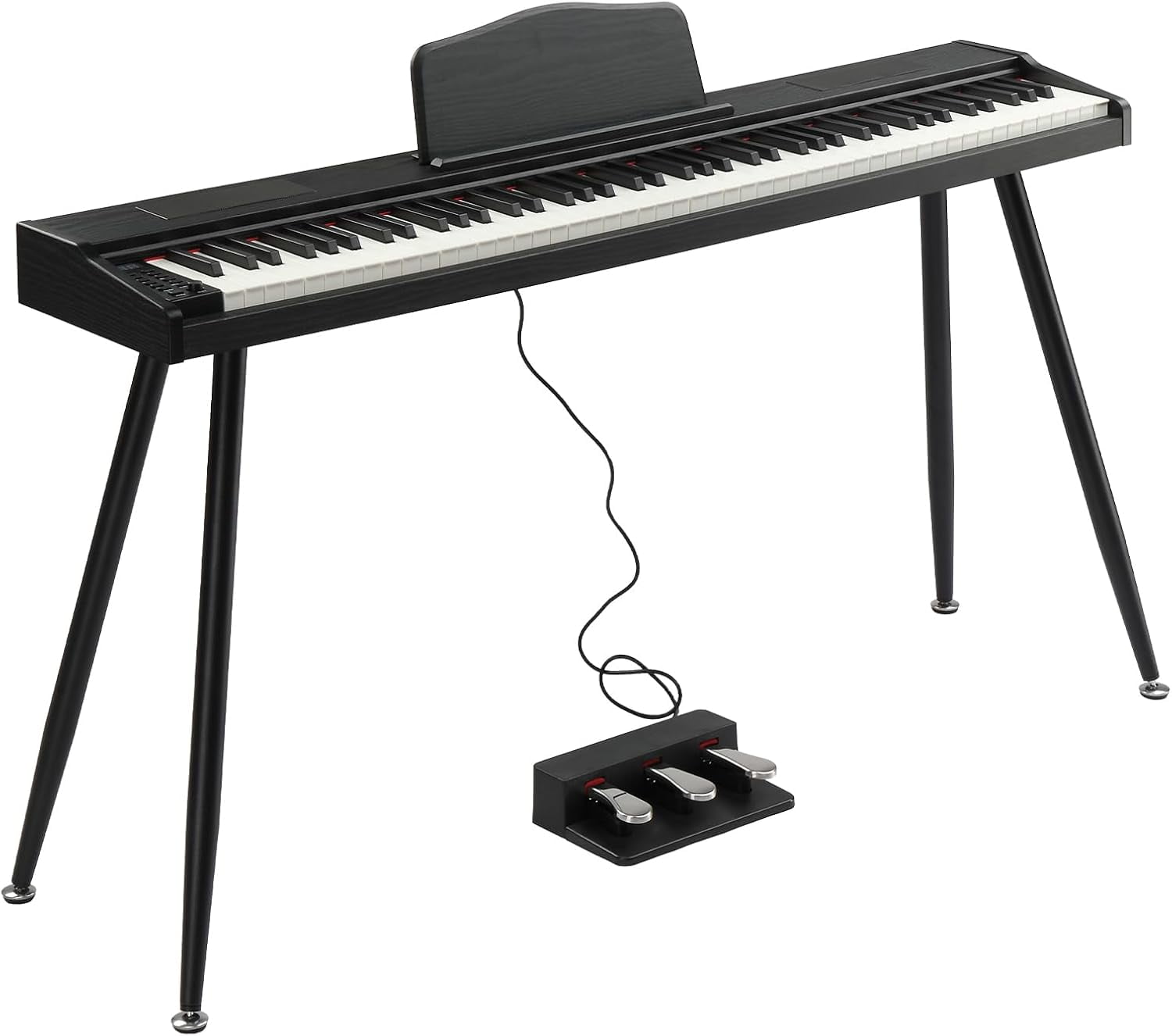 GLARRY Digital Piano Keyboard with Stand, Portable 88 keys Semi-Weighted Electric Piano with Pedal for Beginner, Bluetooth, Triple Pedals, Power Supply, 2 Speakers (White)