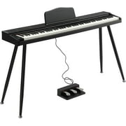 GLARRY Digital Piano Keyboard with Stand, Portable 88 keys Semi-Weighted Electric Piano with Pedal for Beginner, Bluetooth, Triple Pedals, Power Supply, 2 Speakers (White)
