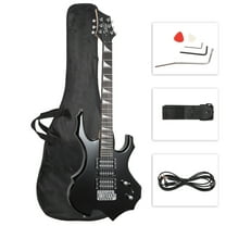 GLARRY Electric Guitar with Bag Beginner Burning Fire Style Black