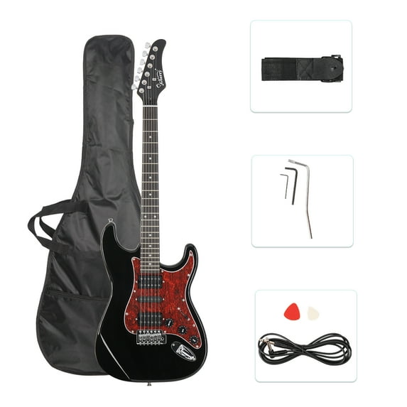 GLARRY Electric Guitar with Bag Christmas Gift Rosewood Fingerboard Beginner Black