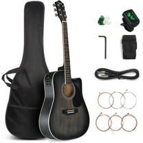 GLARRY Full Size 6 Strings Acoustic Electric Guitar Beginner Kit, Cutaway 41 Inch Electric Acoustic Guitar w/Inbuilt Tuner, Bag, Strap, Picks, Strings, Basswood Guitarra