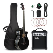 GLARRY Full Size Acoustic Electric Bass Guitar Beginner Kit w/ 15W Amp, Cutaway 4 Strings Electric Acoustic Bass Guitar