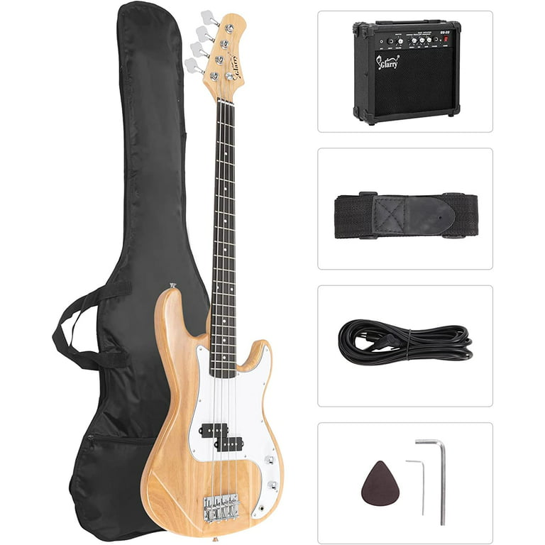 Glarry Full Size Electric Bass Guitar with 20W Amp, 4 String Beginner Starter Kit with Accessories Including Cable, Strap, Bag for Kids and Adults (