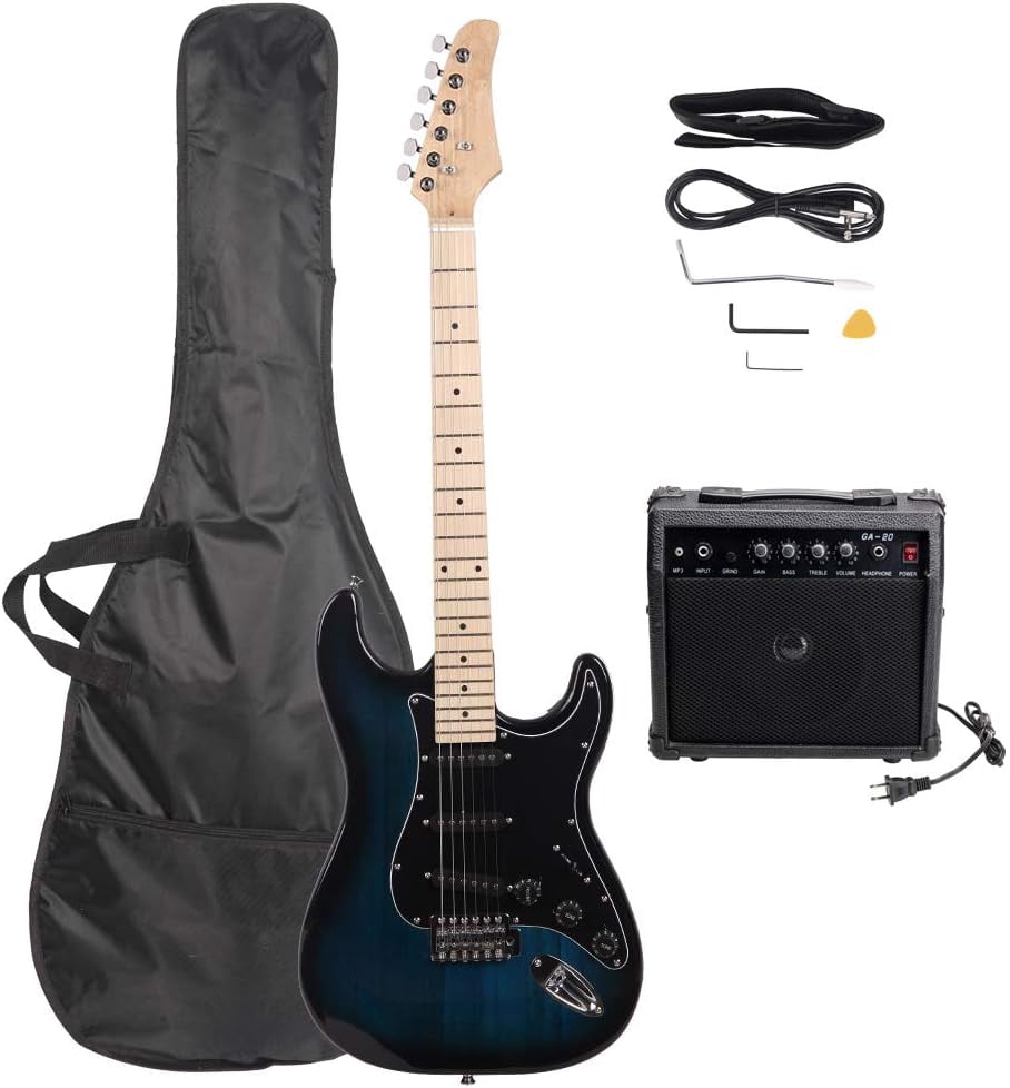 GLARRY Full Size Electric Guitar with 20W Amp  and Accessories Pack Guitar Bag for Music Lover Beginner