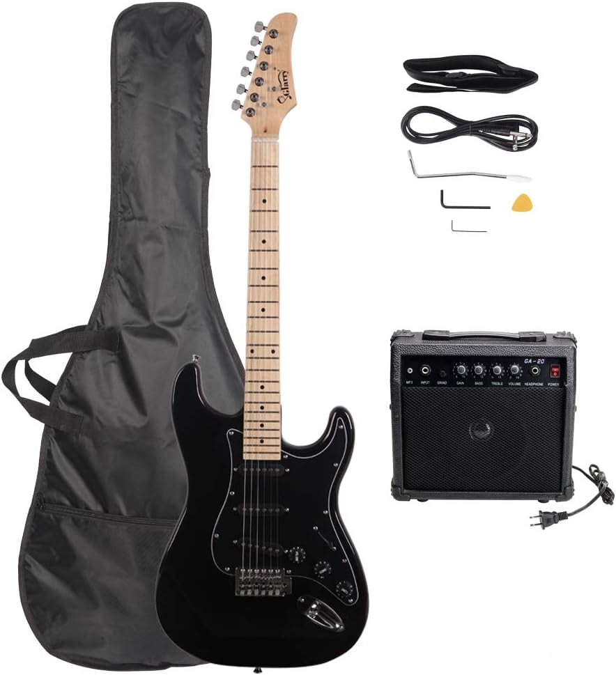 GLARRY Full Size Electric Guitar with 20W Amp  and Accessories Pack Guitar Bag for Music Lover Beginner