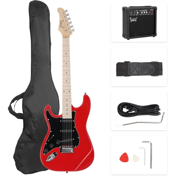 GLARRY Full Size Electric Guitar with 20W Amp and Accessories Pack Guitar Bag for Music Lover Beginner